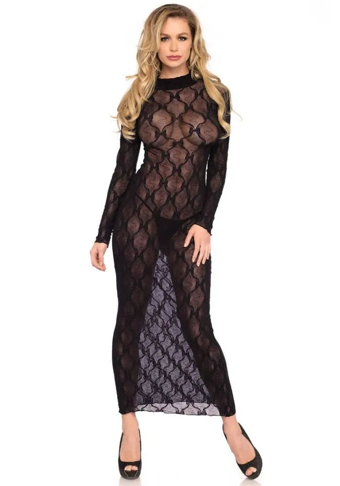 Fekete hosszú ujjú maxi ruha – elegáns és érzéki egybenső