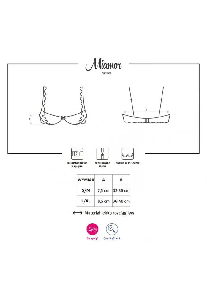 Obsessive Miamor félkosaras melltartó – fekete, S/M