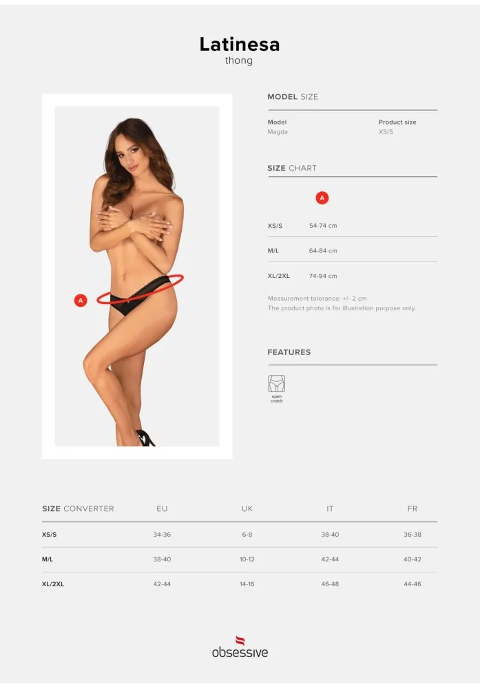 Obsessive Latinesa fekete tanga nyitott ékszerdarab – M/L