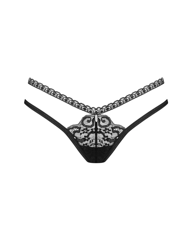 Obsessive Blomentis tanga – fekete csipkés seductív alsó