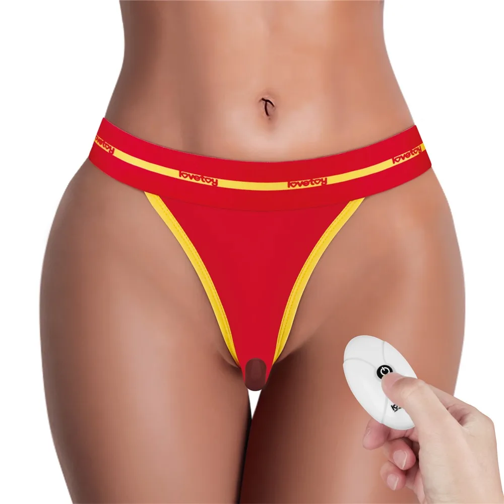 Lovetoy vibráló távirányítós bugyi – piros/sárga mintás, XL-2XL