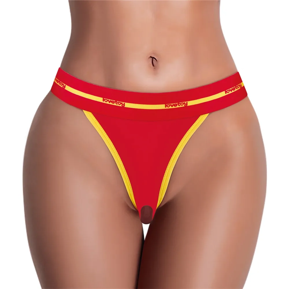 Lovetoy vibráló távirányítós bugyi – piros/sárga mintás, XL-2XL