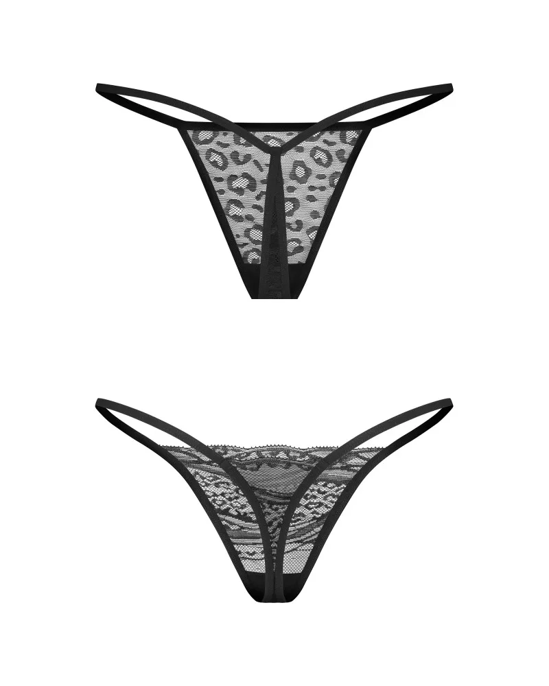 Obsessive Clara tanga alsó duó csomag – Fekete, L/XL méret