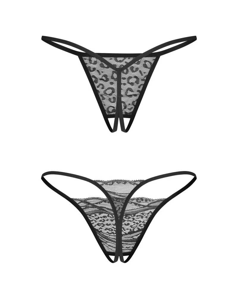 Obsessive Bianca fekete tanga – 2 darabos csomag (S/M)