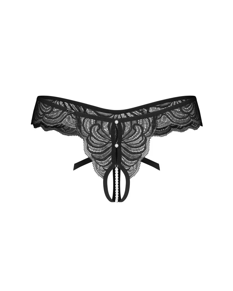 Obsessive Trinise fekete nyitott tanga L/XL – merész és kényes
