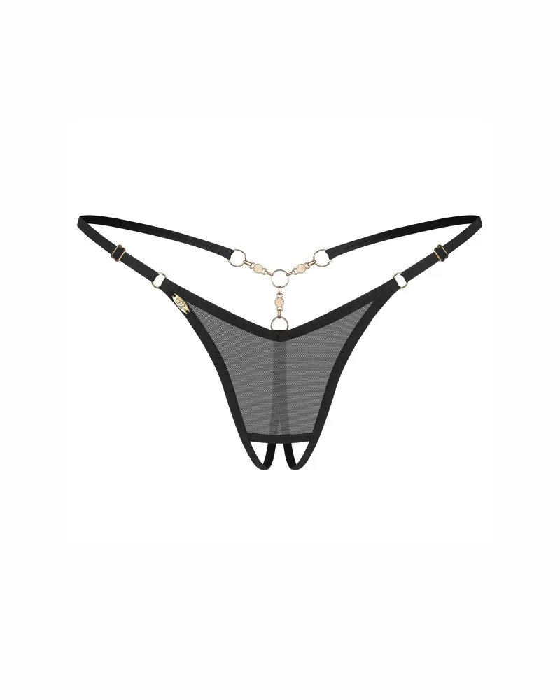 Obsessive Oxaria fekete tanga nyitott alappal – L/XL