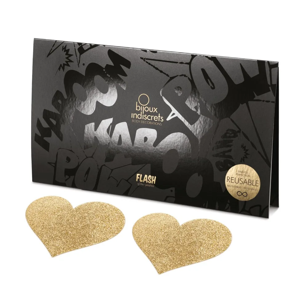 Bijoux Indiscrets Flash Heart-Gold arany szív melldísz – fekete