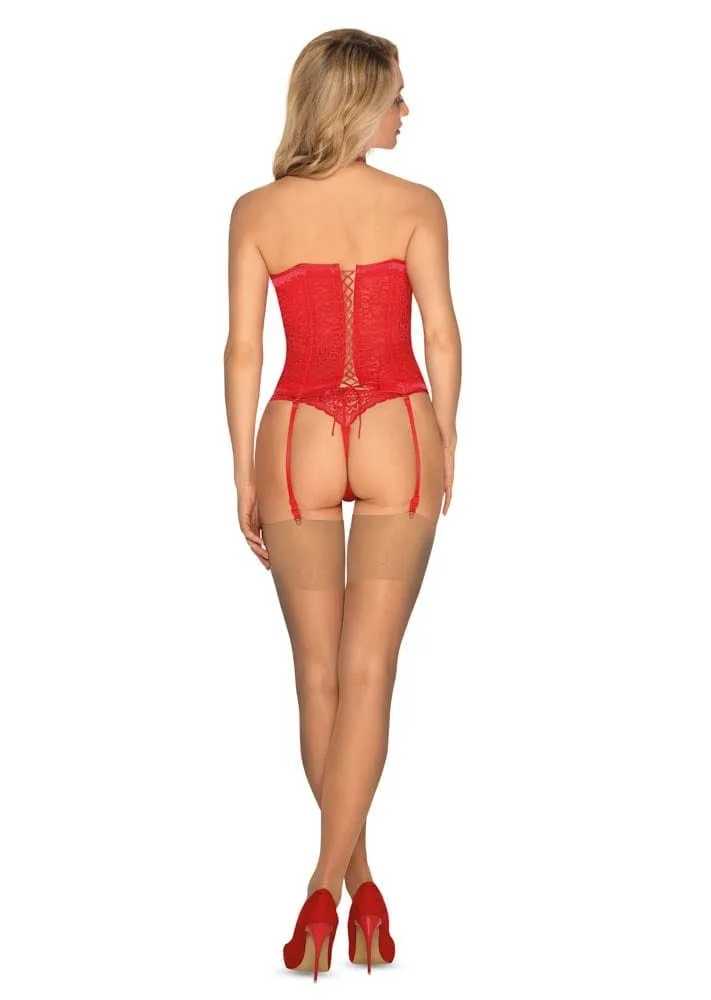 Obsessive Flameria piros fűző és tanga szett – L/XL