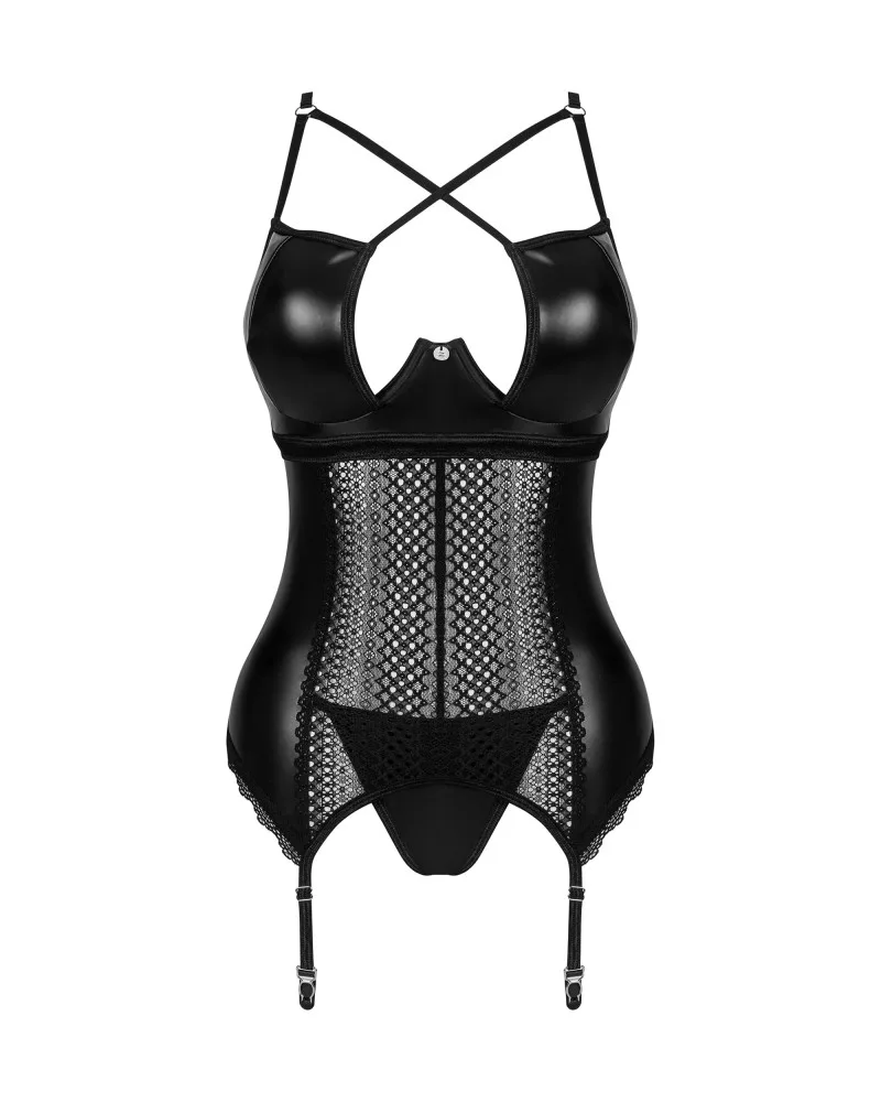 Obsessive Norides fehér fűző és tanga szett – elegancia XS/S