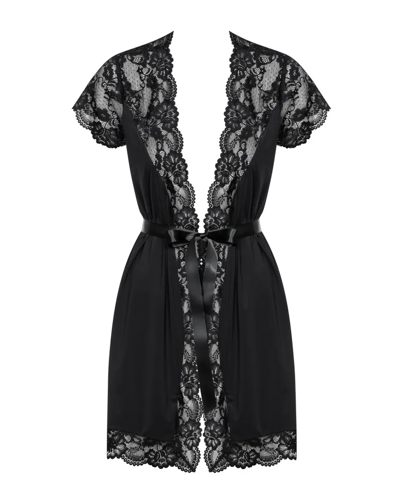 Obsessive fekete peignoir köntös – elegáns és szenzuális (S/M)