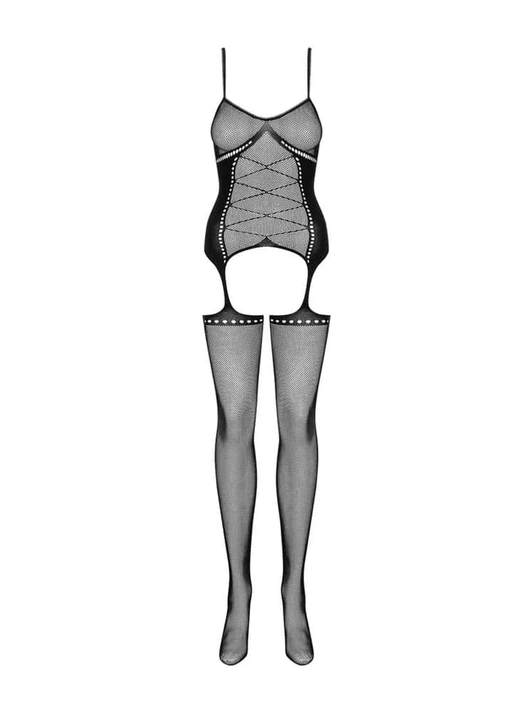 Obsessive G314 fekete bodystocking – áttetsző cicaruha S/M/L