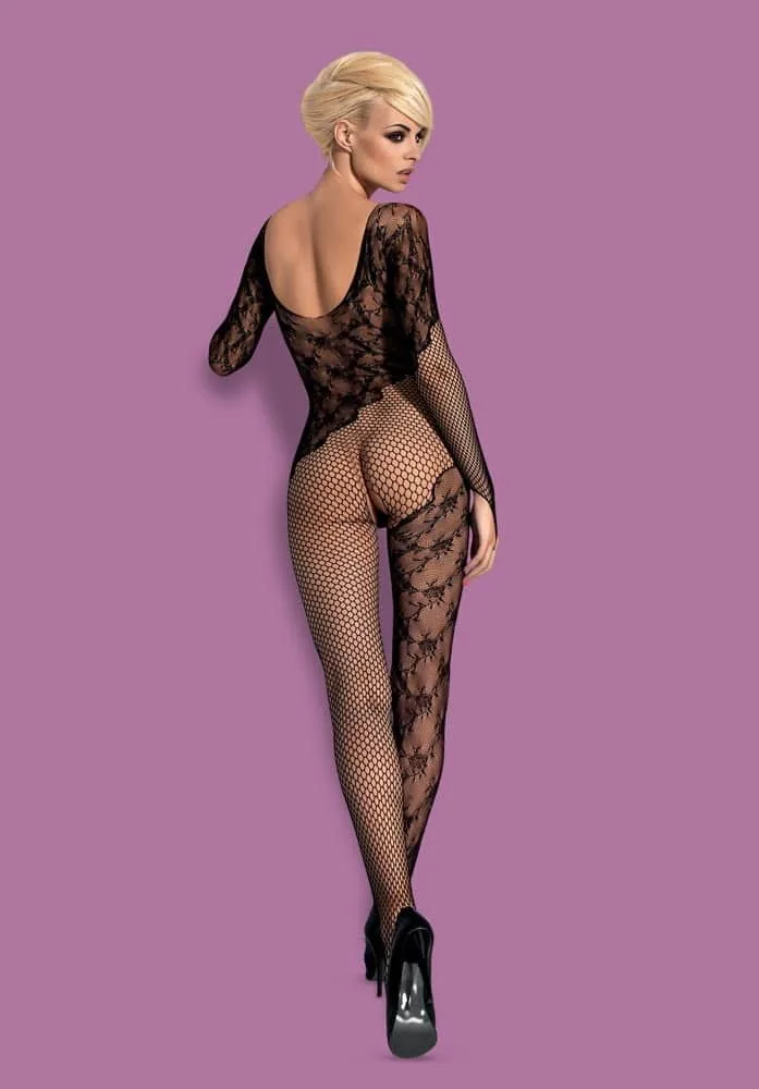 Obsessive F210 fekete bodystocking – áttetsző csipke cicaruha S/M/L