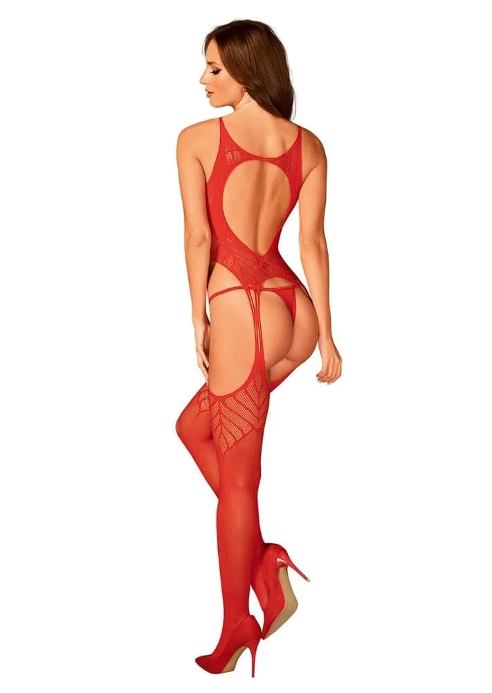 Obsessive N122 piros bodystocking – csábító csipkés cicaruha S/M/L