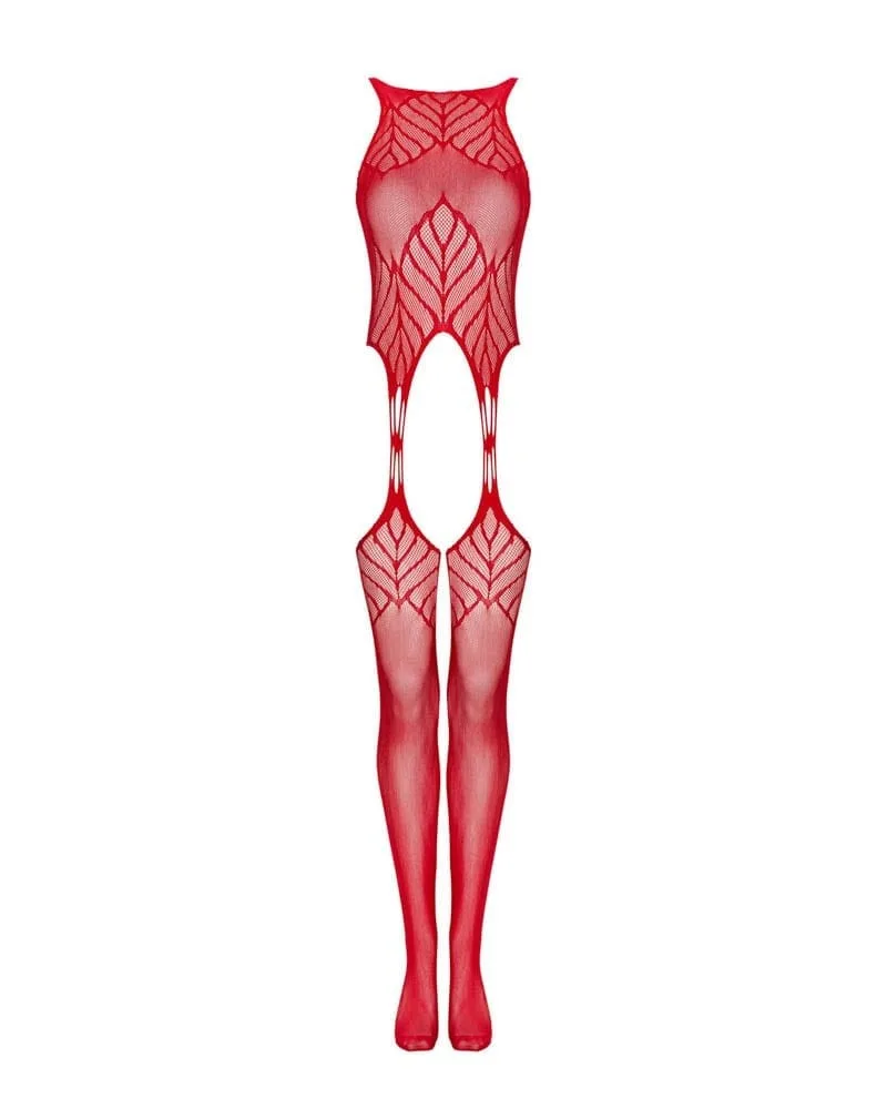 Obsessive N122 piros bodystocking – csábító csipkés cicaruha S/M/L