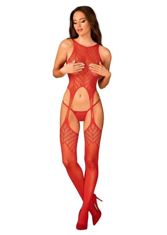 Obsessive N122 piros bodystocking – csábító csipkés cicaruha S/M/L