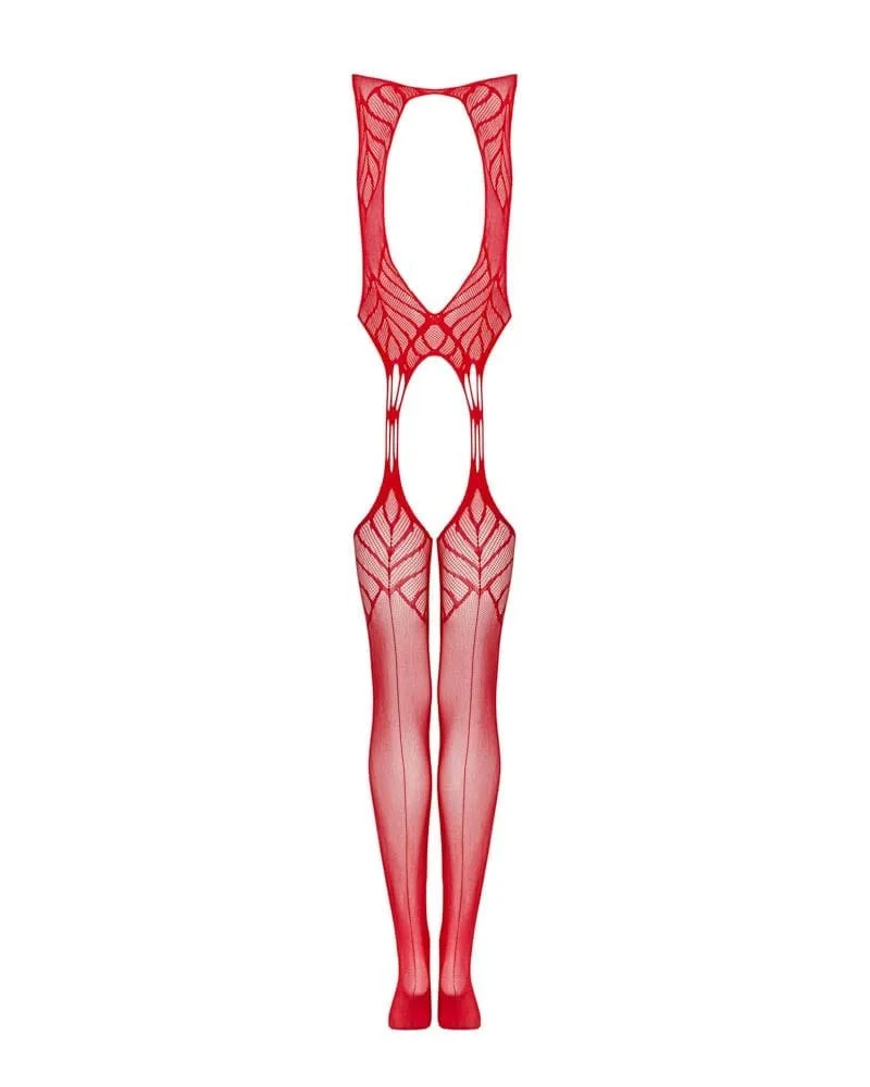 Obsessive N122 piros bodystocking – csábító csipkés cicaruha S/M/L