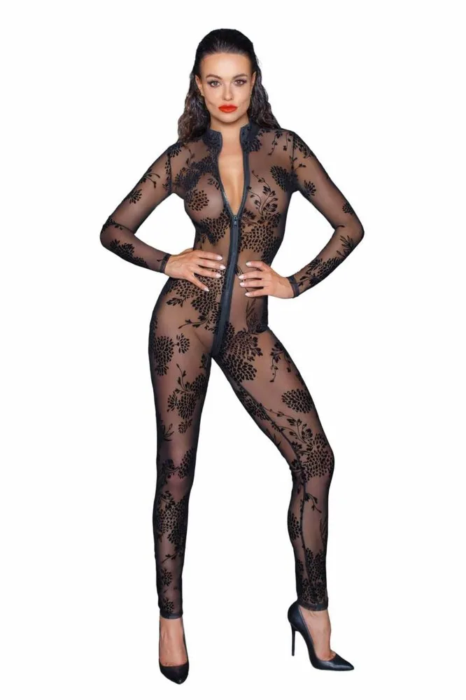 Noir Handmade hosszú tüll overall háromirányú cipzárral – XL