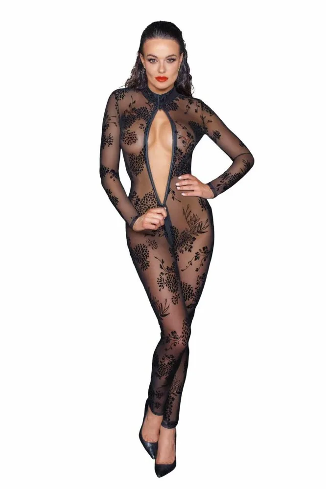Noir Handmade hosszú tüll overall háromirányú cipzárral – XL