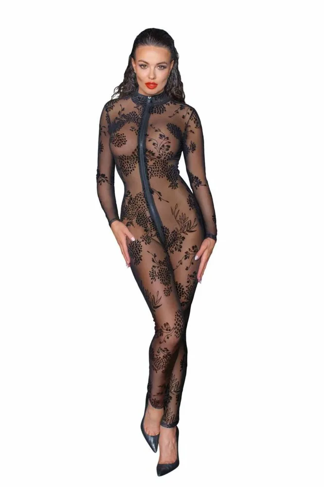 Noir Handmade hosszú tüll overall háromirányú cipzárral – XL