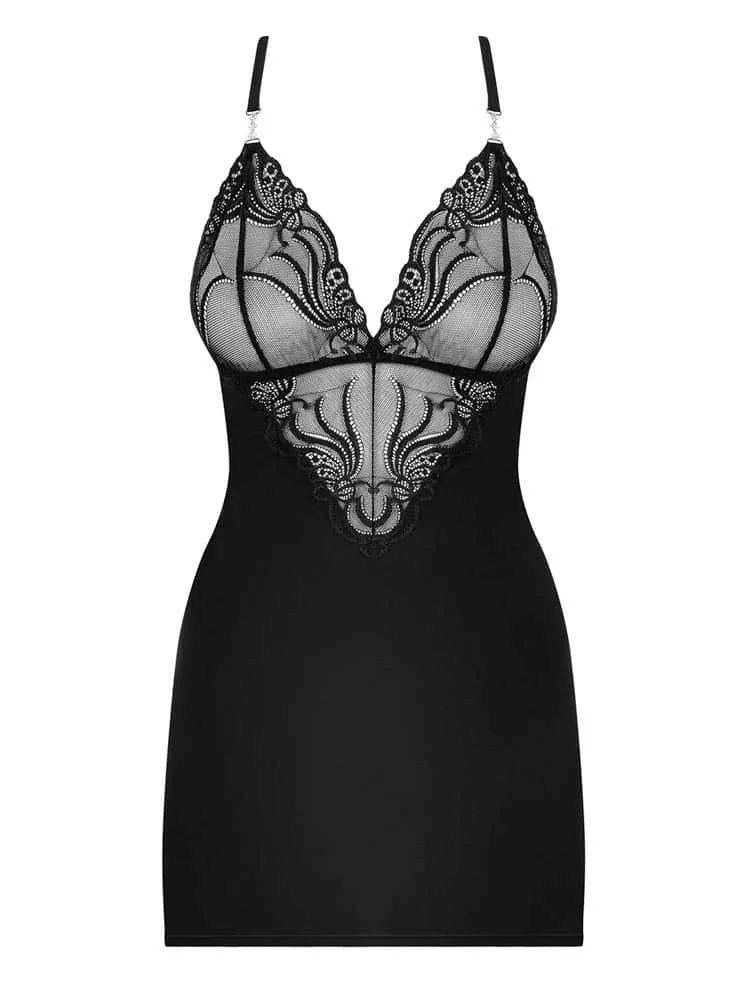 Obsessive 828 fekete chemise & tanga szett – érzéki elegancia S/M
