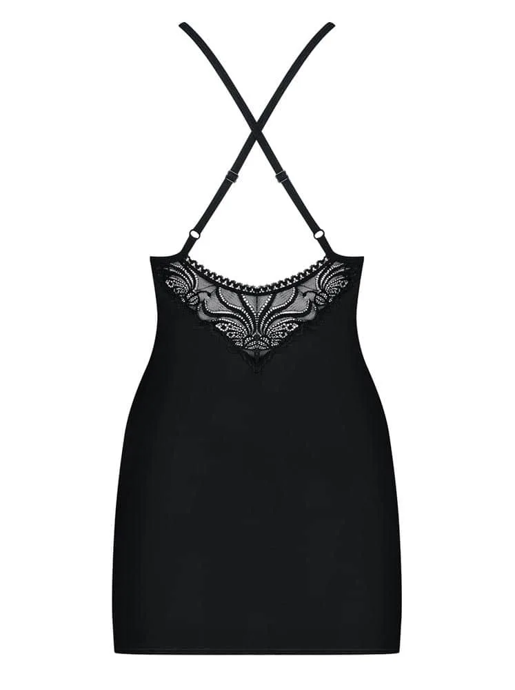 Obsessive 828 fekete chemise & tanga szett – érzéki elegancia S/M