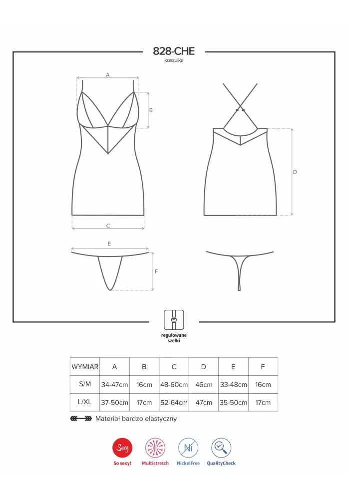Obsessive 828 fekete chemise & tanga szett – érzéki elegancia S/M