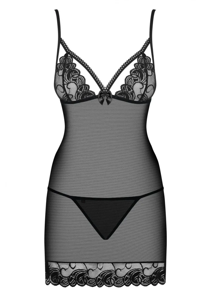 Obsessive Wonderia fekete chemise & tanga szett – S/M