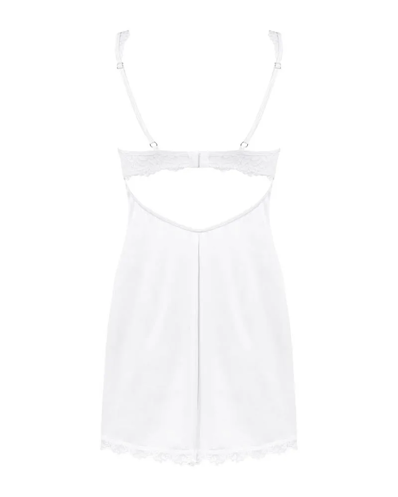 Obsessive Amor Blanco fehér melltartós chemise & tanga szett S/M