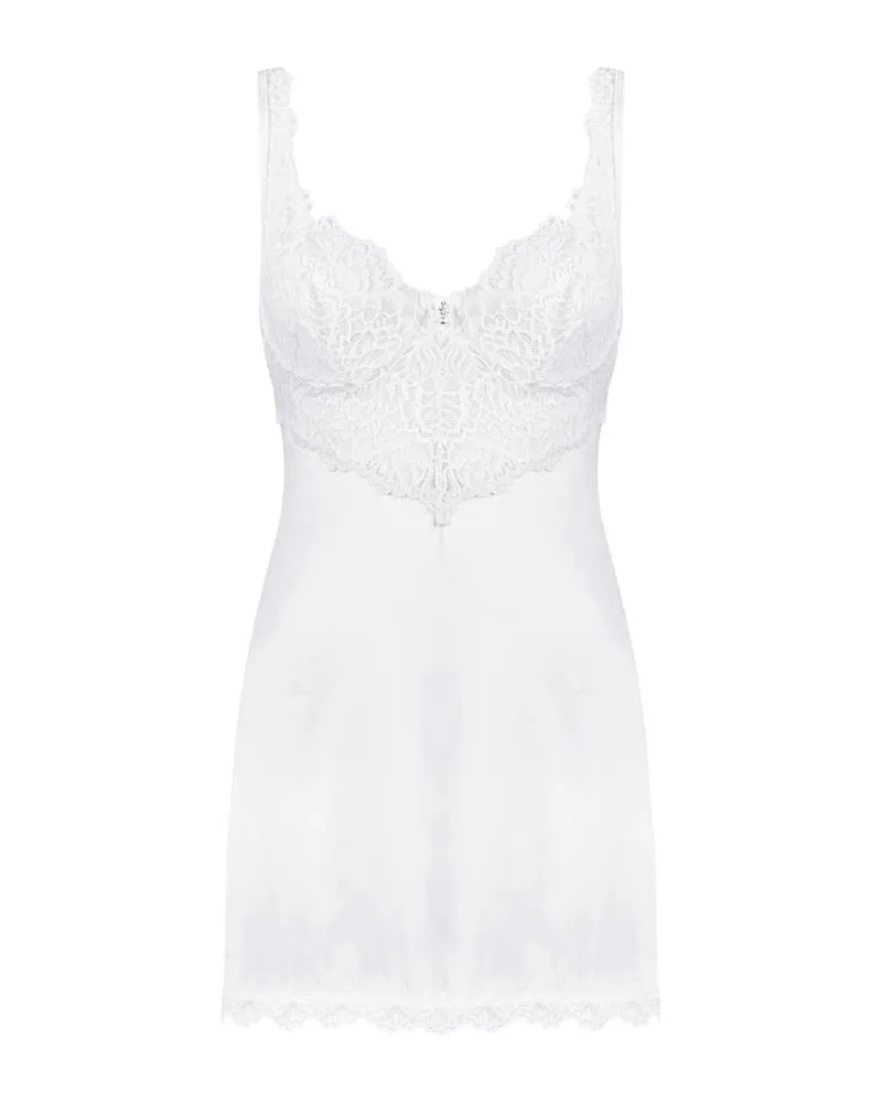 Obsessive Amor Blanco fehér melltartós chemise & tanga szett S/M