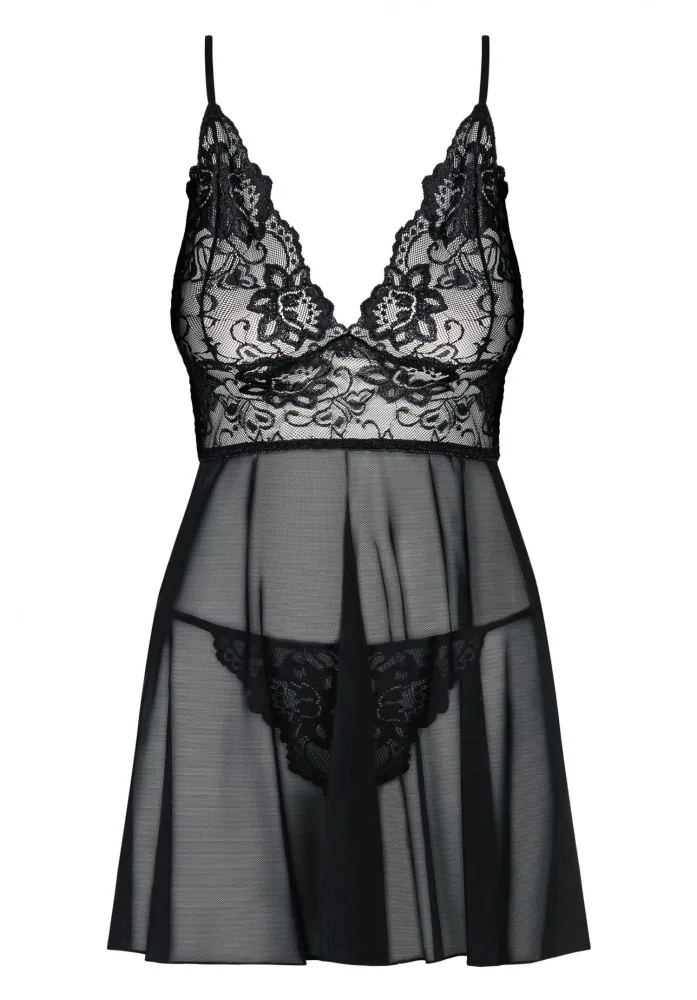 Obsessive Imperia fekete babydoll és tanga szett – L/XL