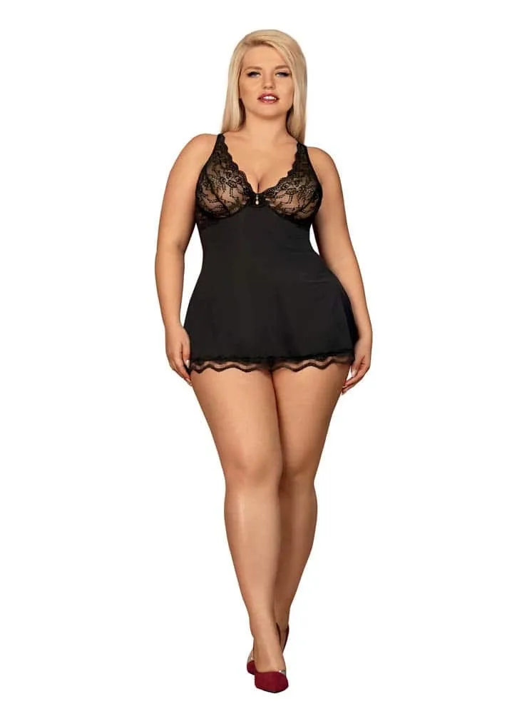 Obsessive Luvae fekete babydoll – érzéki kényelem nagy méretben