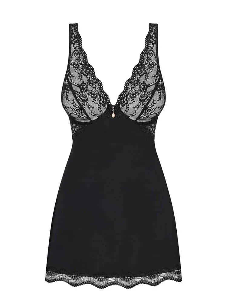 Obsessive Luvae fekete babydoll – érzéki kényelem nagy méretben