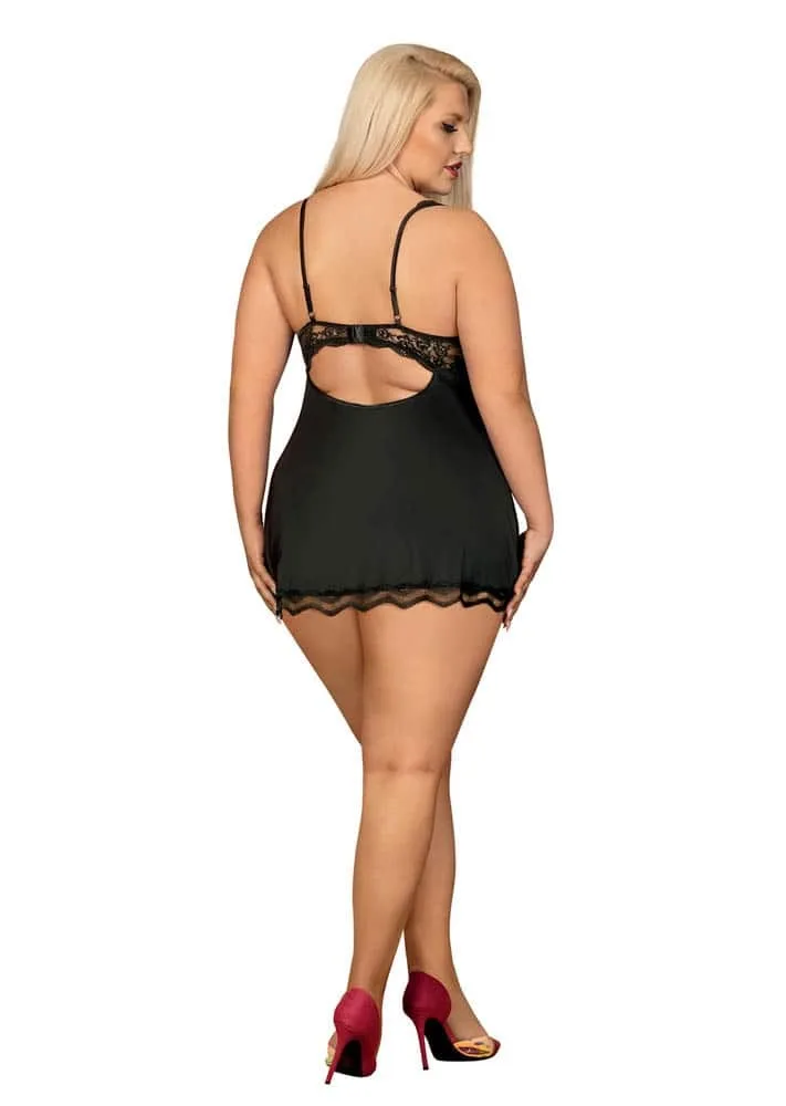 Obsessive Luvae fekete babydoll – érzéki kényelem nagy méretben