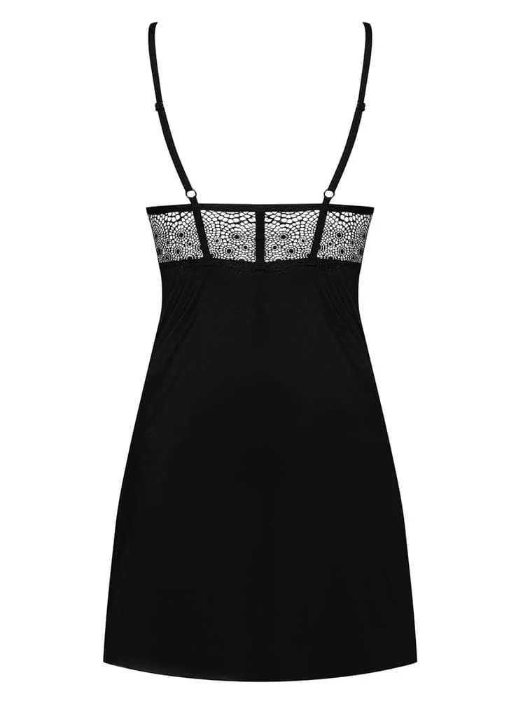 Obsessive Sharlotte fekete chemise & tanga szett – S/M