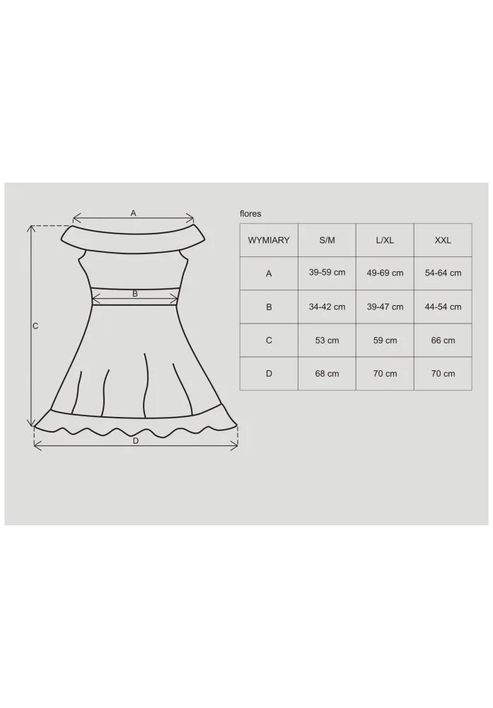 Obsessive Flores fekete chemise & tanga szett – S/M
