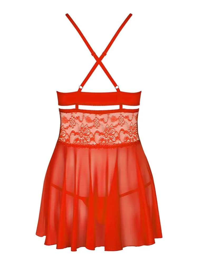 Obsessive 838 piros babydoll & tanga szett – S/M