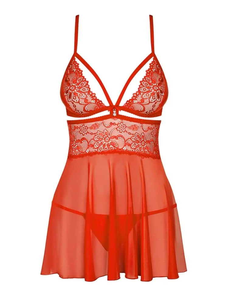 Obsessive 838 piros babydoll & tanga szett – S/M