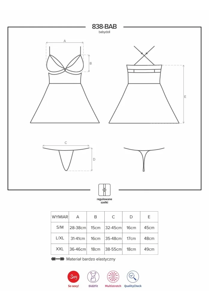 Obsessive 838 piros babydoll & tanga szett – S/M