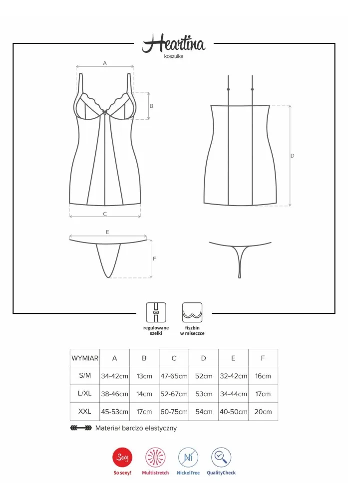 Obsessive Heartina piros chemise szett – csipkés babydoll tangával S/M