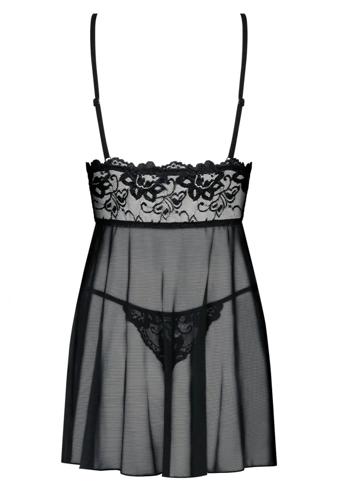 Obsessive Imperia fekete babydoll és tanga szett – S/M