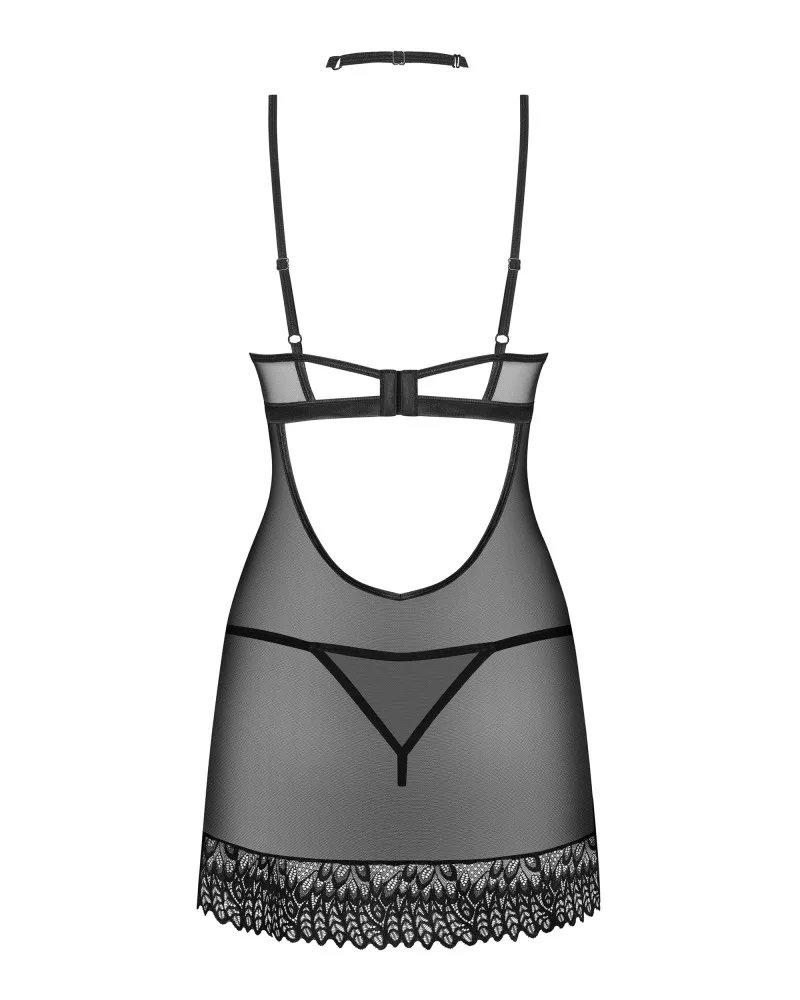 Obsessive Donarella fekete chemise & tanga szett – M/L