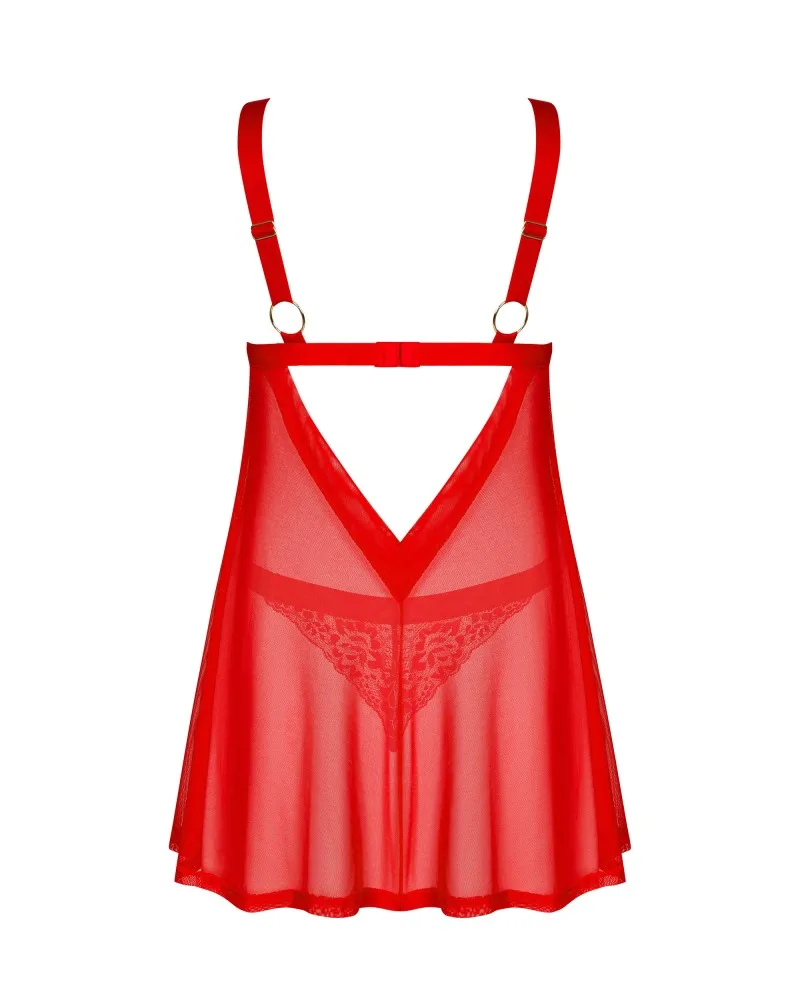 Obsessive Elianes piros babydoll szett tangával – XS/S