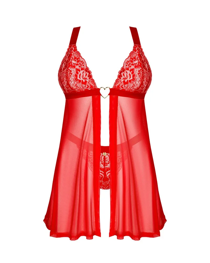 Obsessive Elianes piros babydoll szett tangával – XS/S