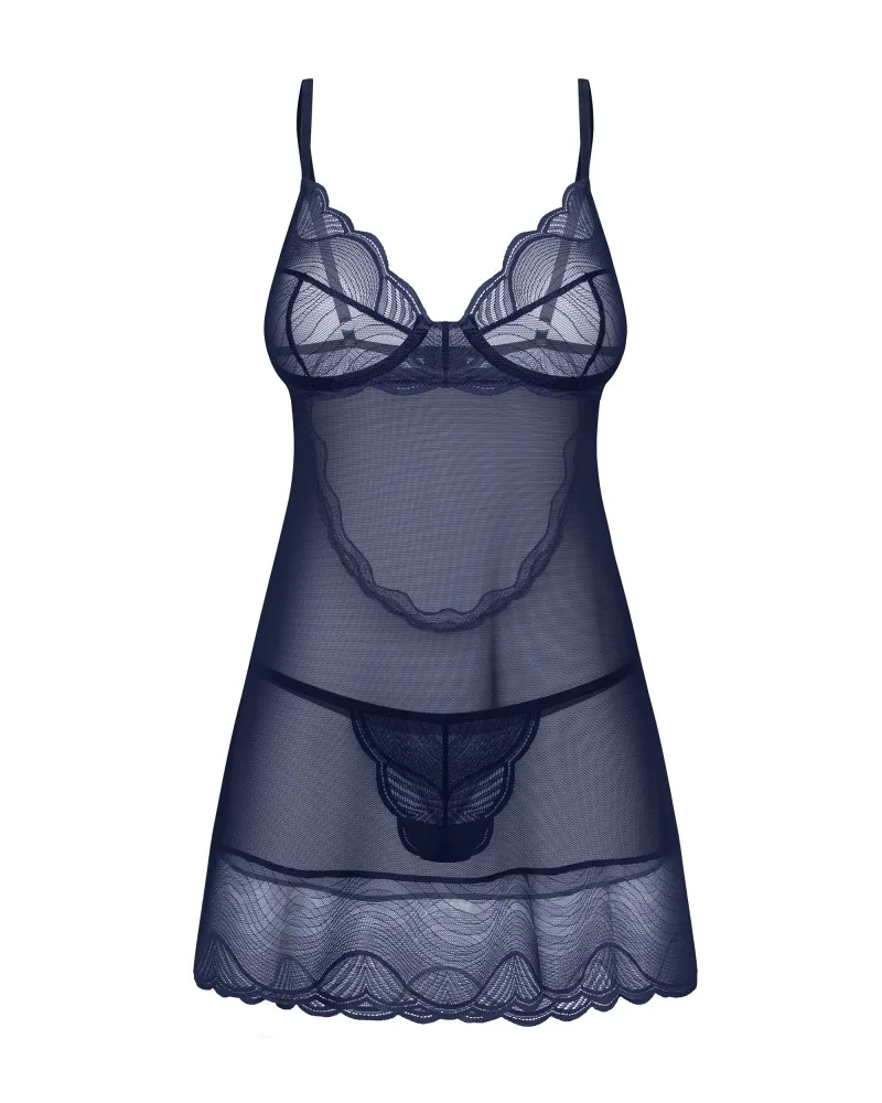 Obsessive Nightly Blue kék chemise & tanga szett M/L