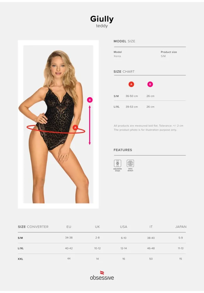 Obsessive Giully fekete body – érzéki teddy L/XL méretben