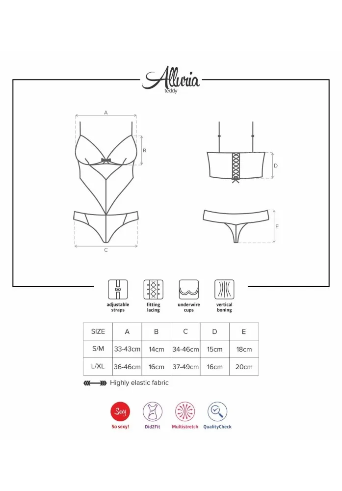 Obsessive Alluria fekete body – elegáns és szenzuális S/M