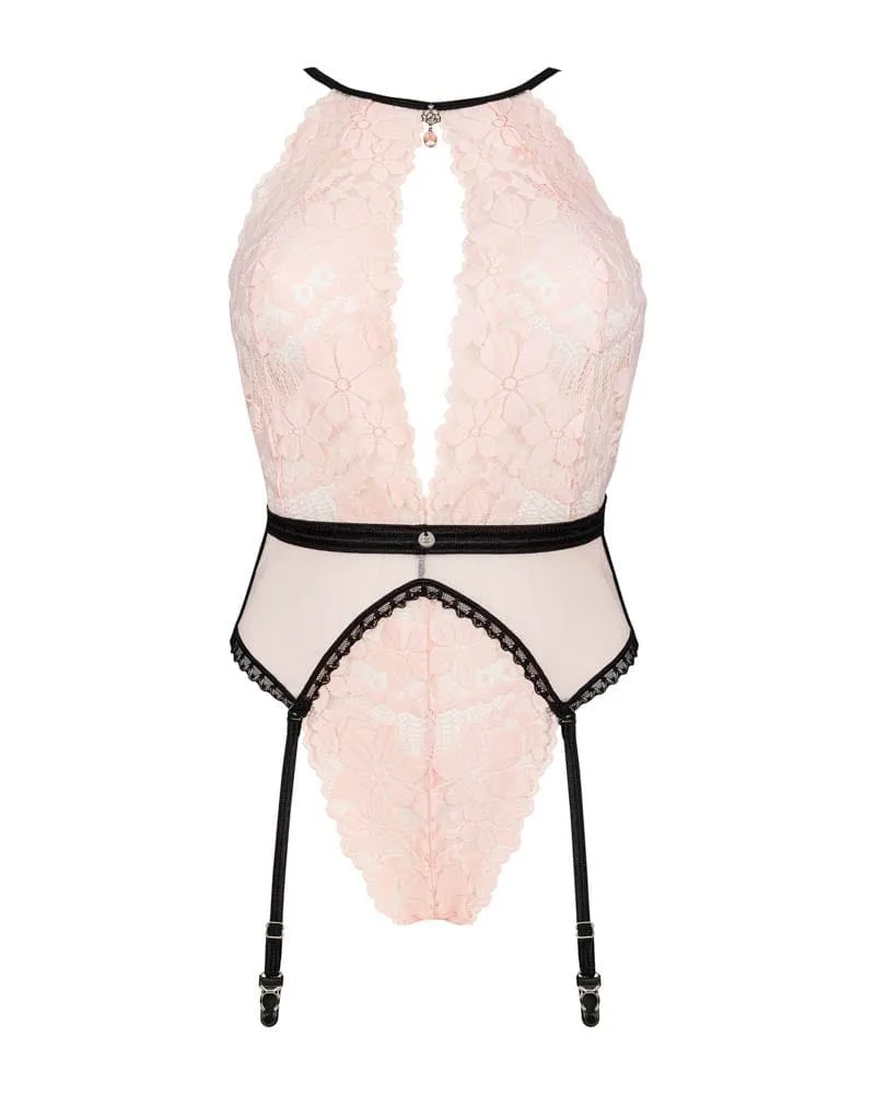 Obsessive Lilines rózsaszín teddy body – S/M méret