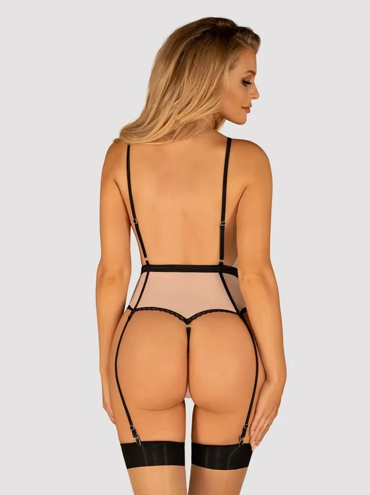 Obsessive Lilines rózsaszín teddy body – S/M méret