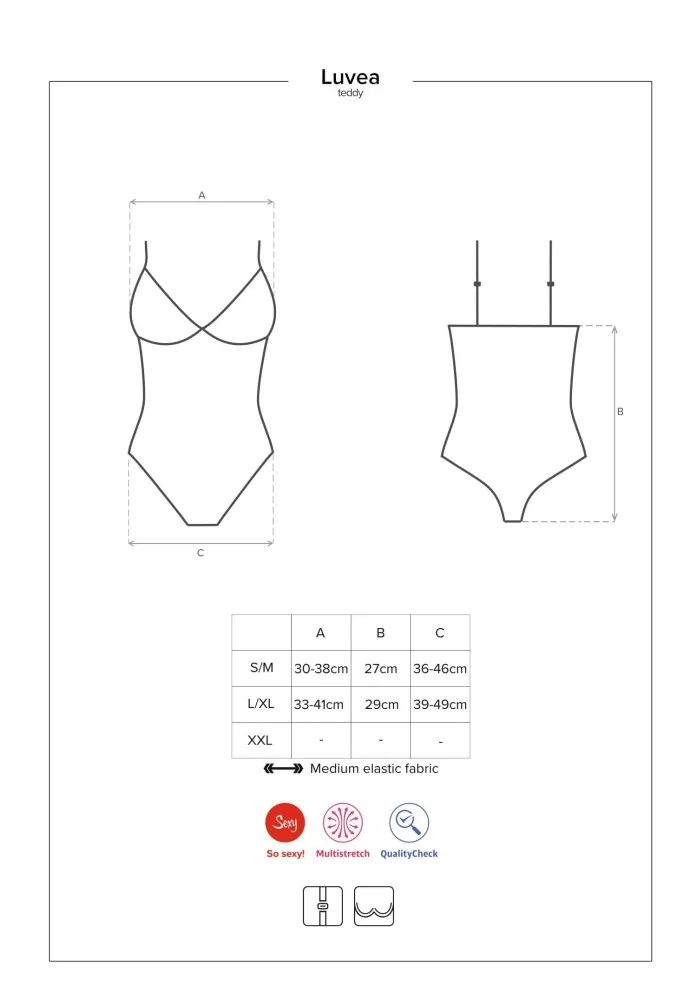 Obsessive Luvae teddy – fekete, szenvedélyes body L/XL méretben