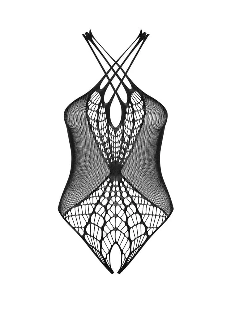 Obsessive B118 fekete teddy – érzéki body nylon csipkével S/M/L